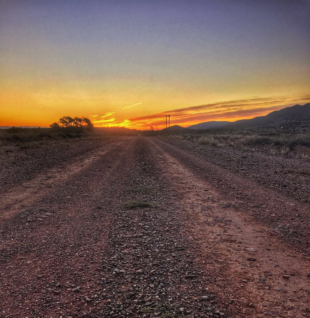 Gravel road and gorgeous sunset in Steytlerville